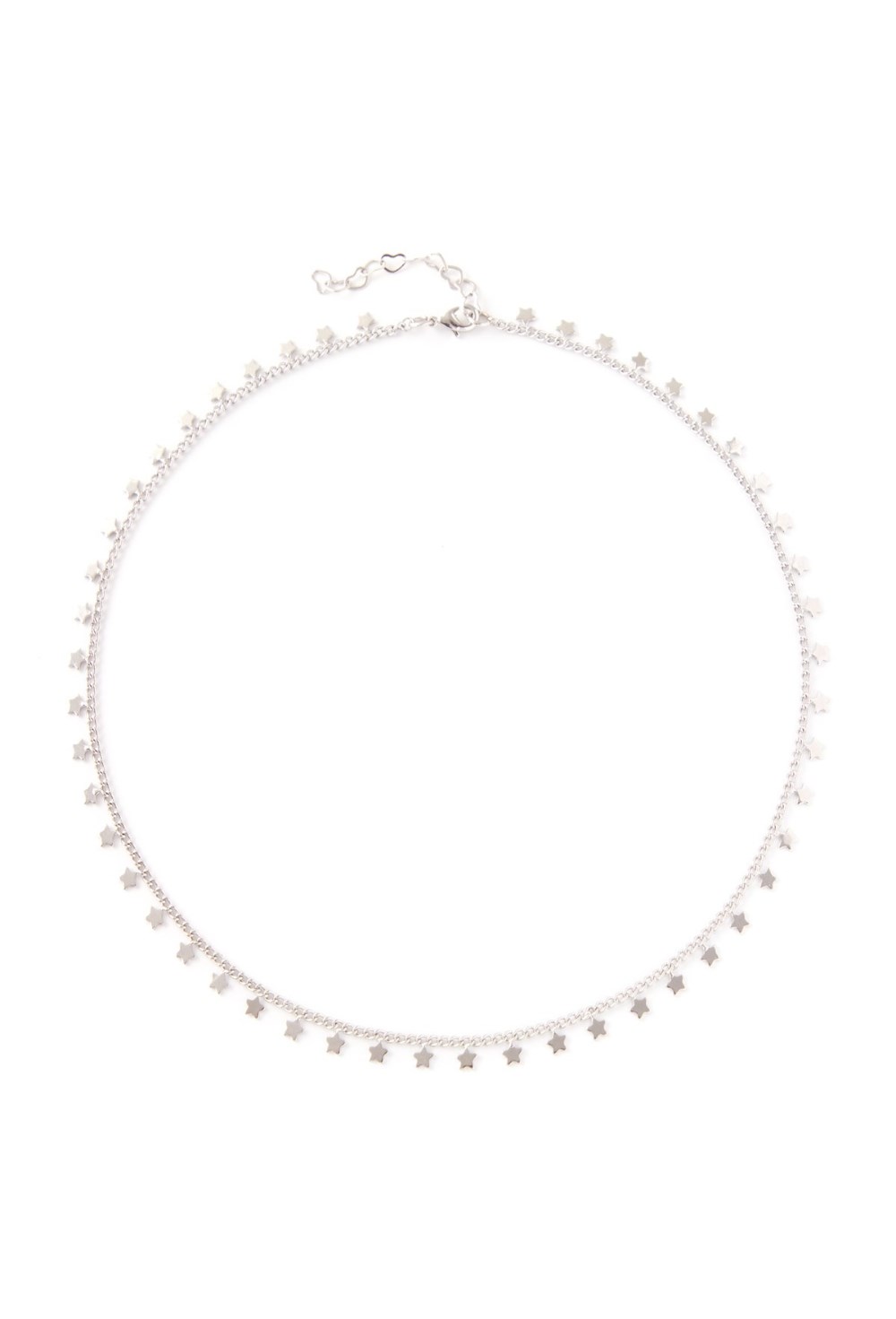 серебристый чокер-цепочка со звездами - фото 128533