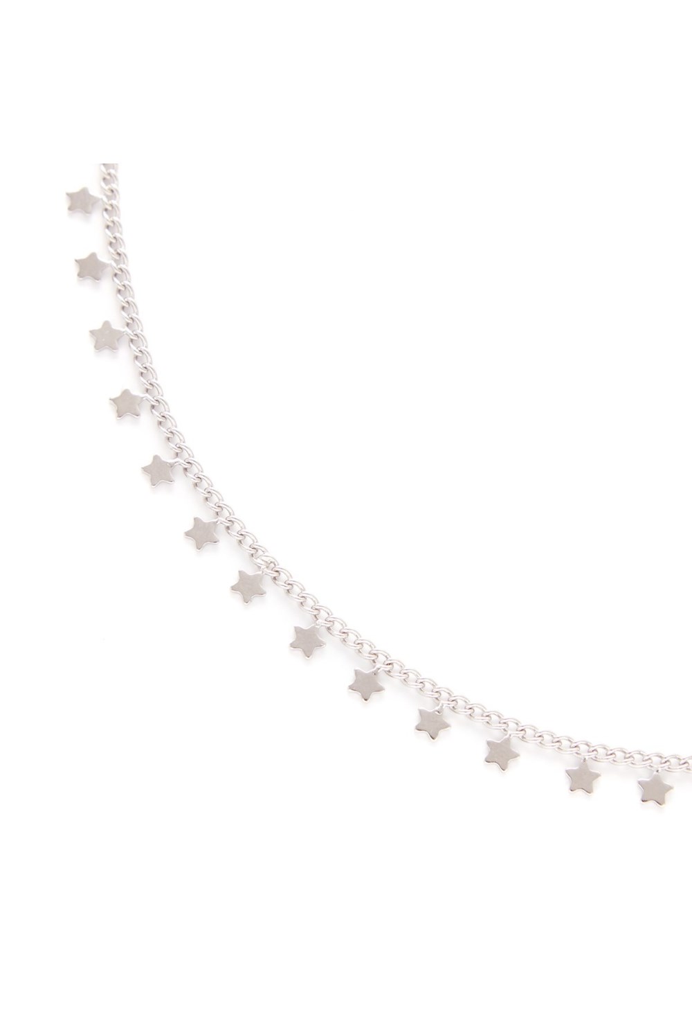 серебристый чокер-цепочка со звездами - фото 128534