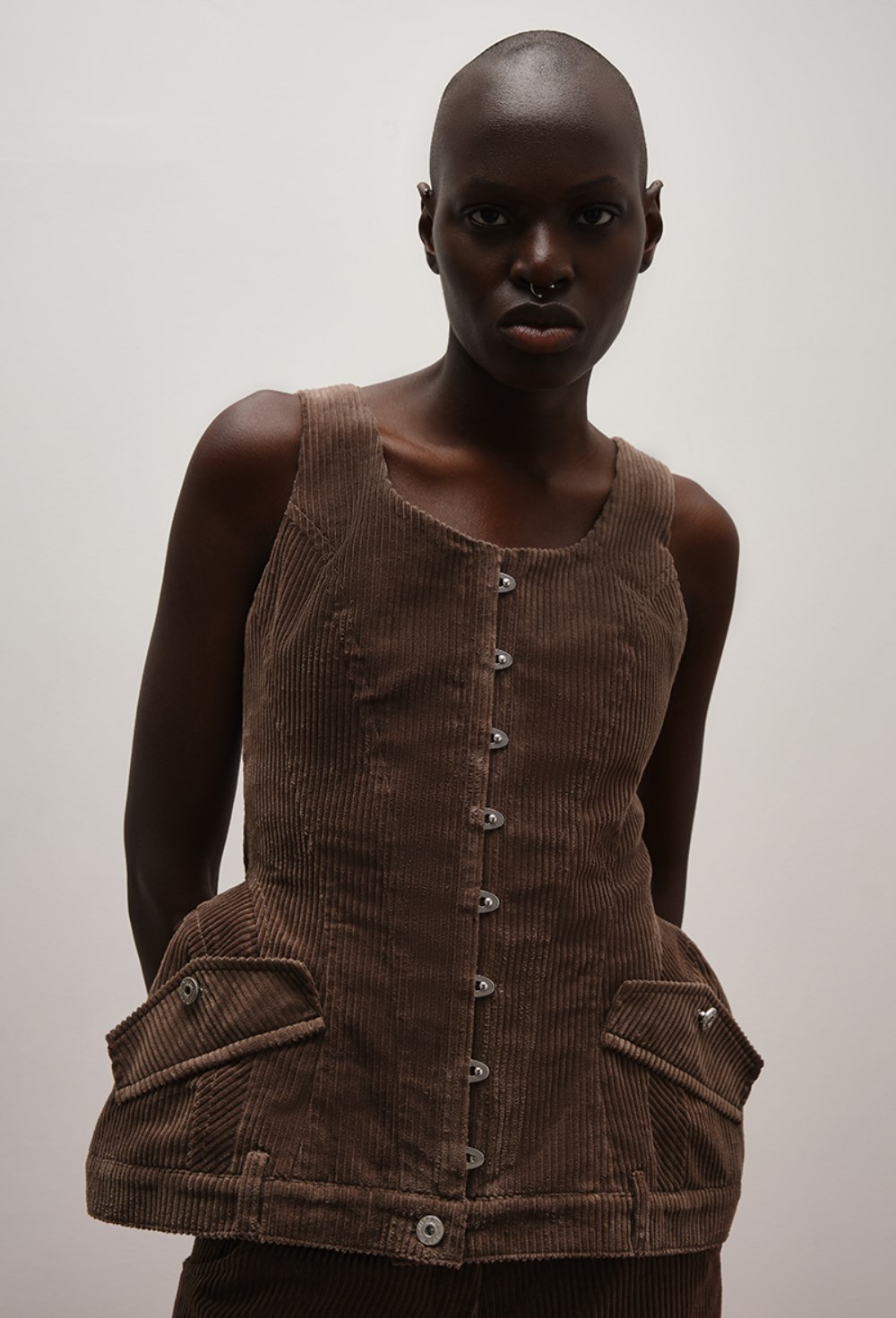 Корсет с баской вельветовый - фото 128716