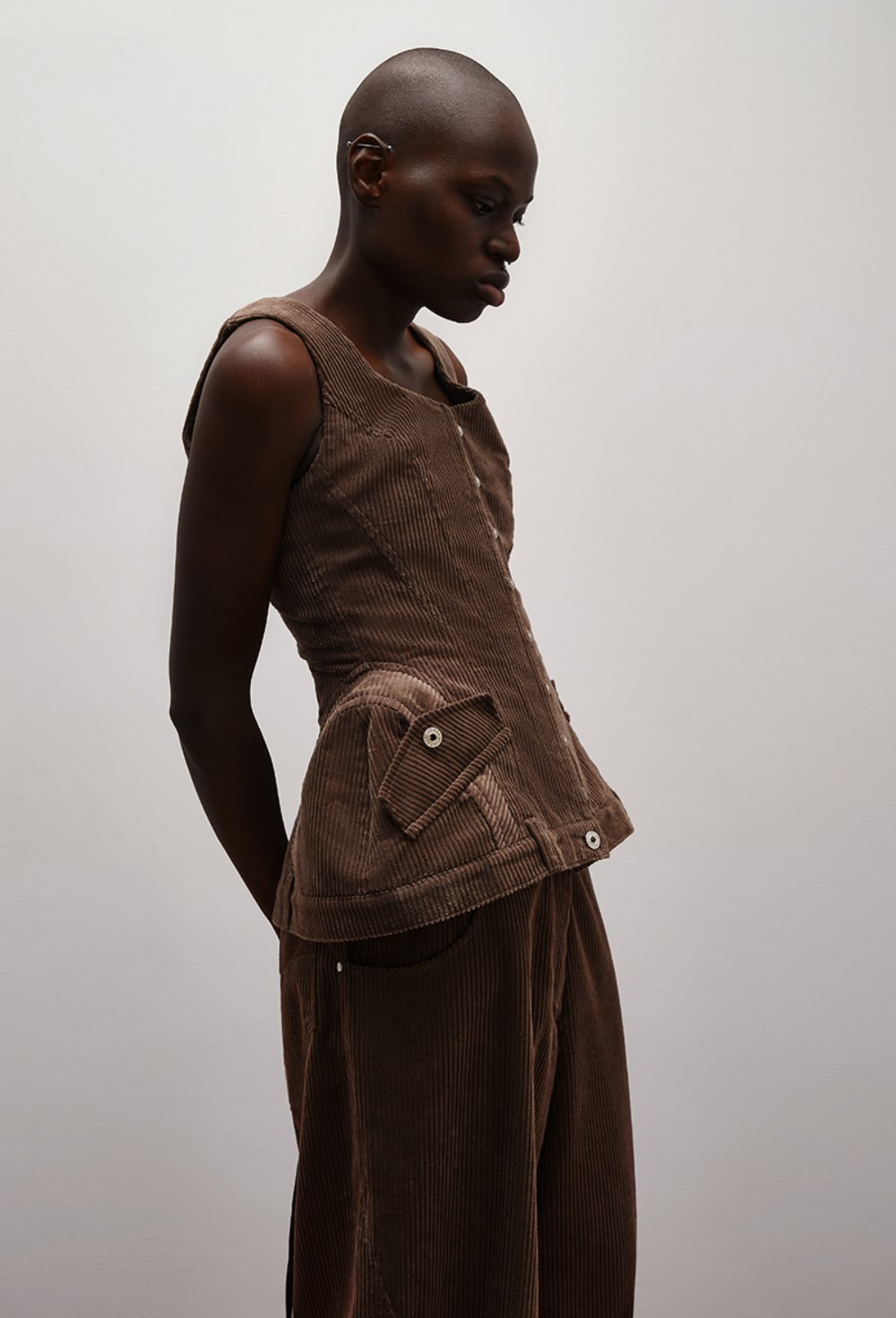 Корсет с баской вельветовый - фото 128719