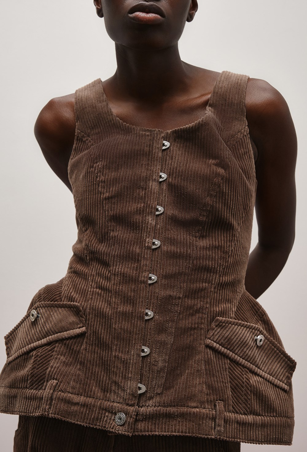 Корсет с баской вельветовый - фото 128720