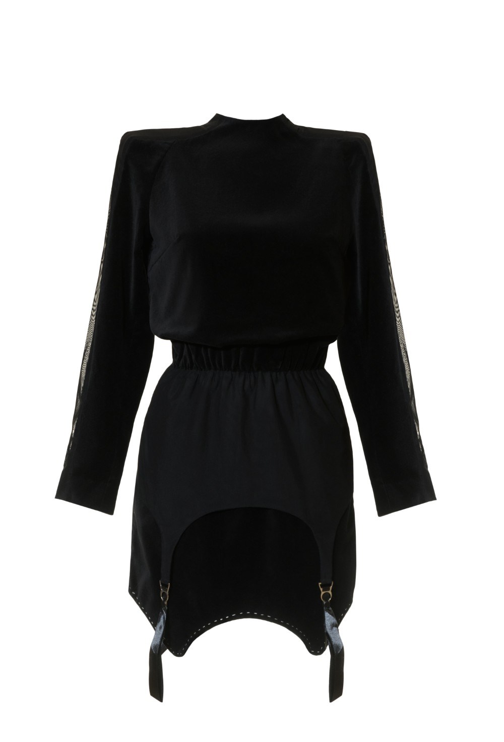 Платье бархатное с подвязами - фото 129326