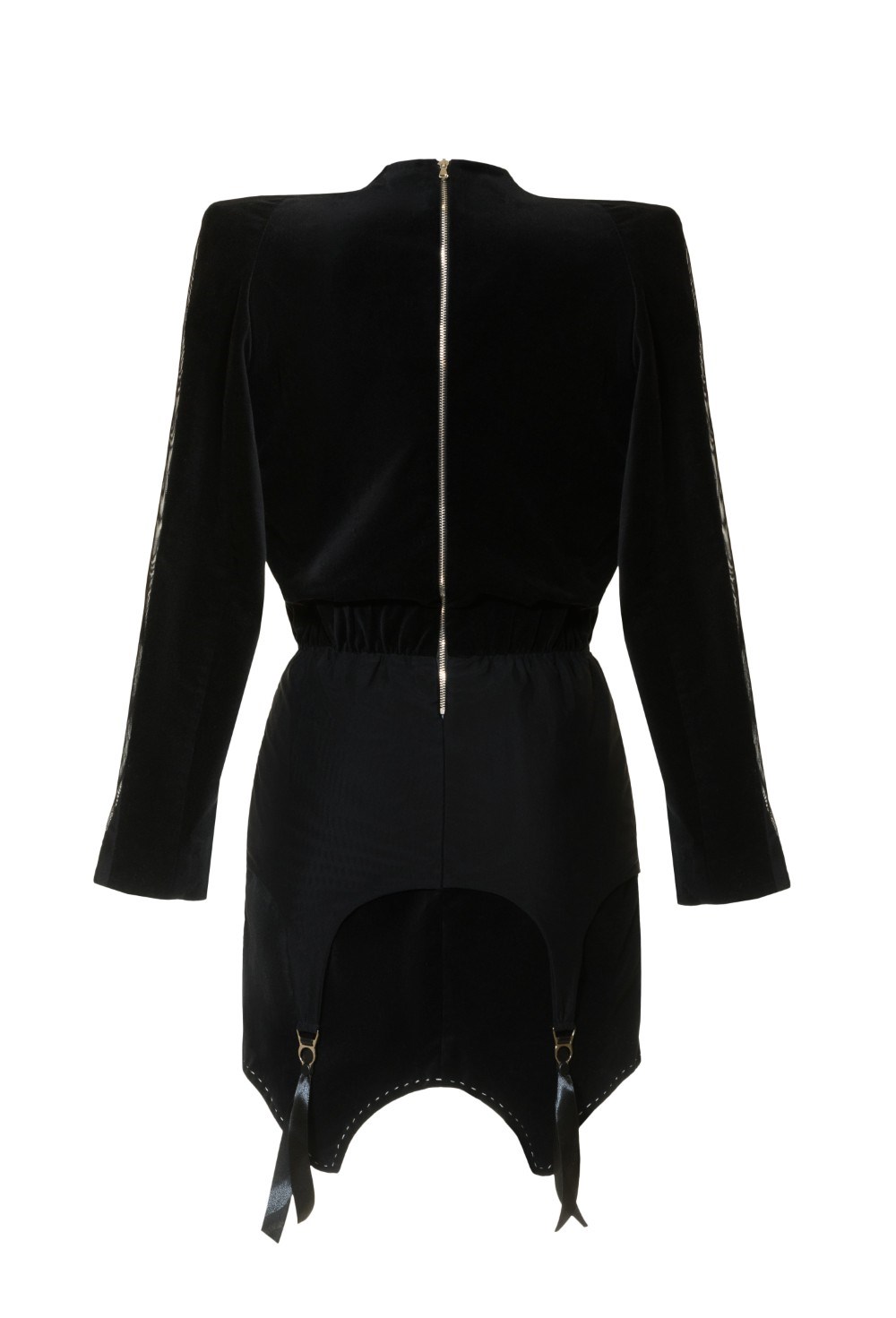 Платье бархатное с подвязами - фото 129327