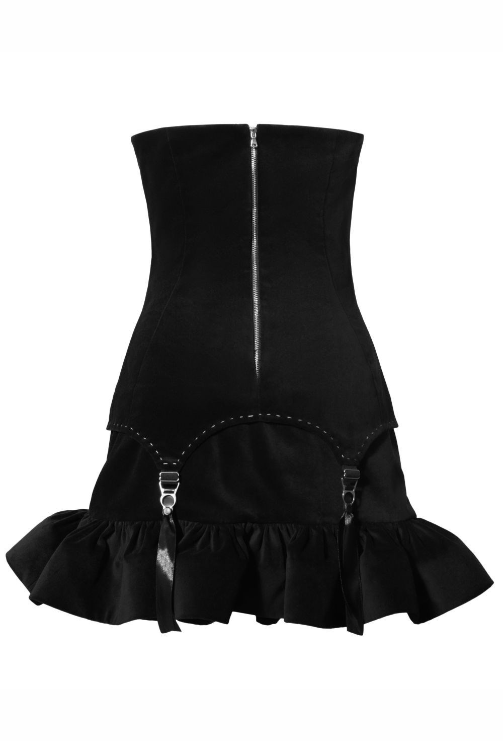 Платье бархатное со шнуровкой и подвязами - фото 129517