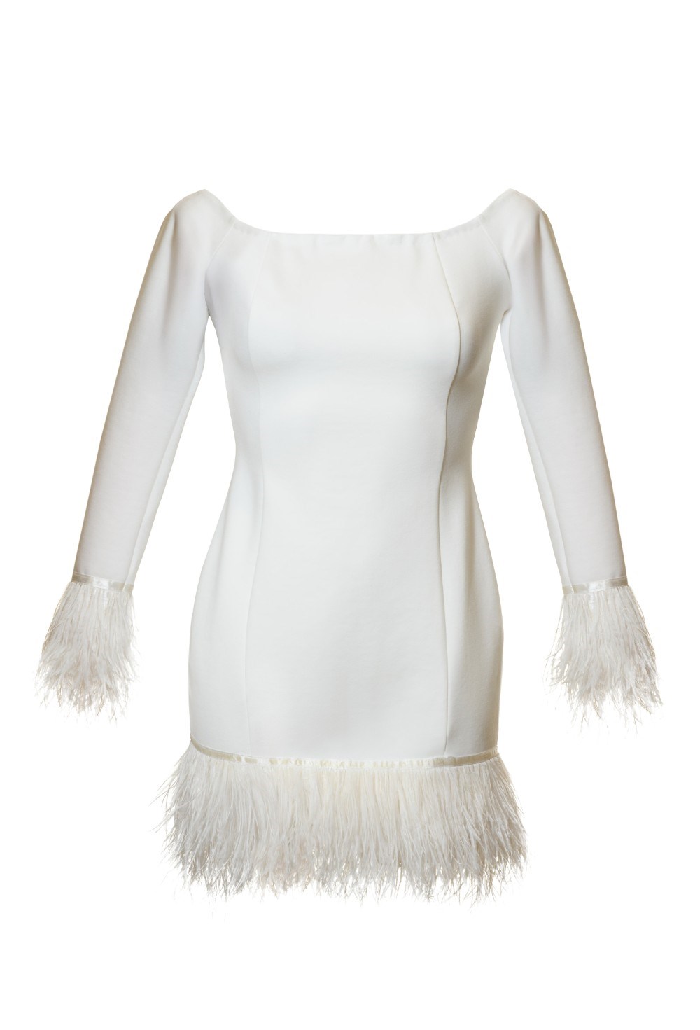 Платье с перьями со спущенным плечом - фото 129524