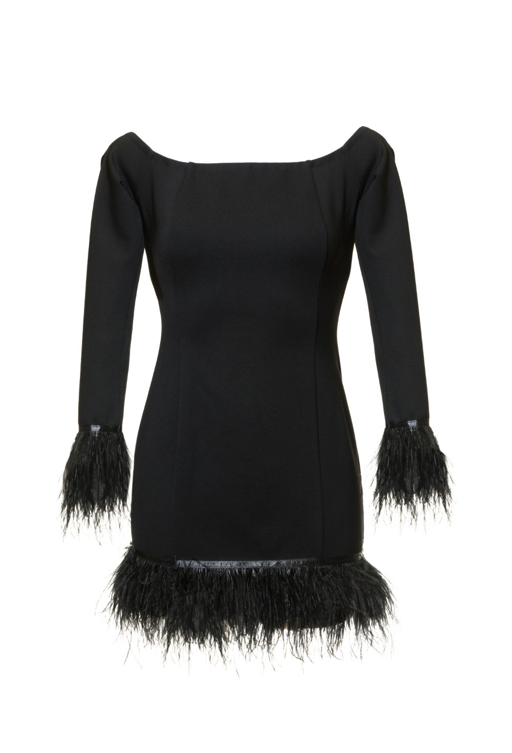 Платье с перьями со спущенным плечом - фото 129528