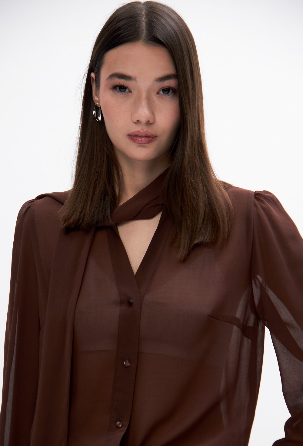 Шифоновая блуза Indélébile (brun) - фото 129888