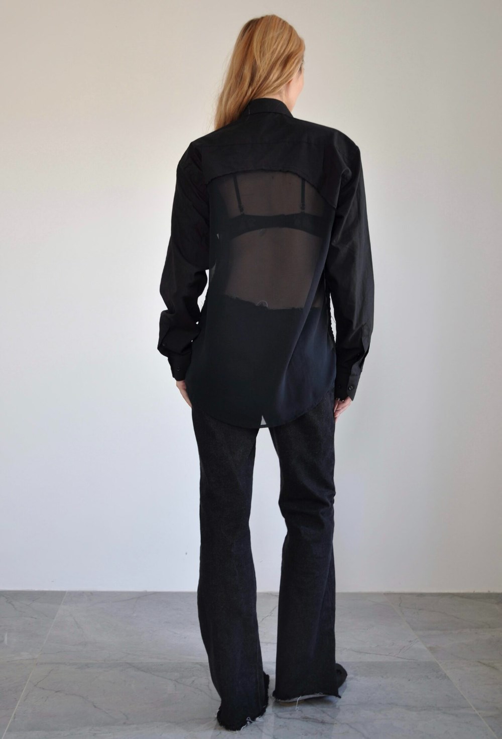 Рубашка с шифоновой вставкой - фото 129929