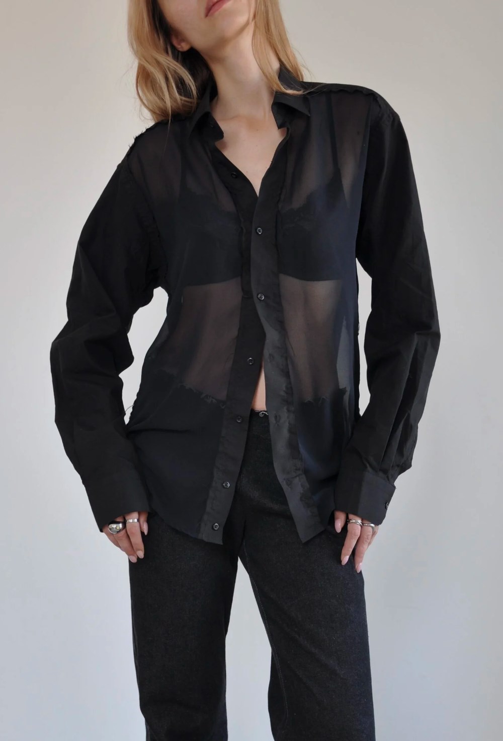 Рубашка с шифоновой вставкой - фото 129930