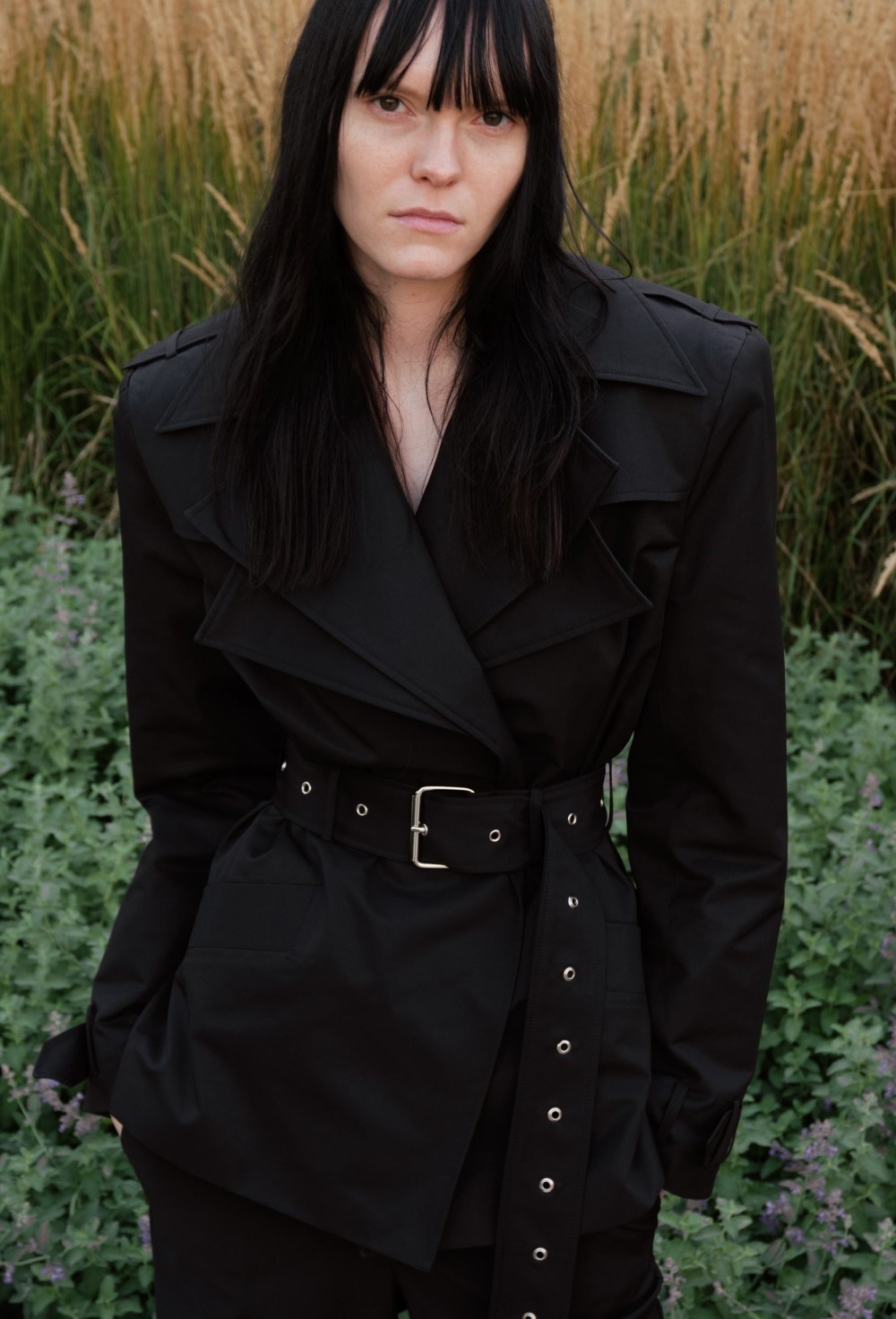 Тренч с двойным лацканом укороченный - фото 132072