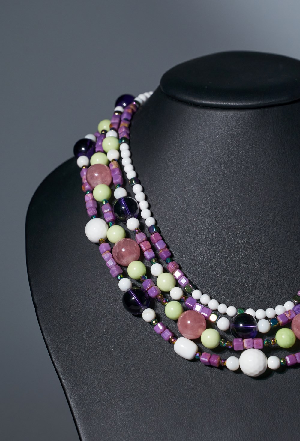 Бусы кварц, аметист - фото 132964