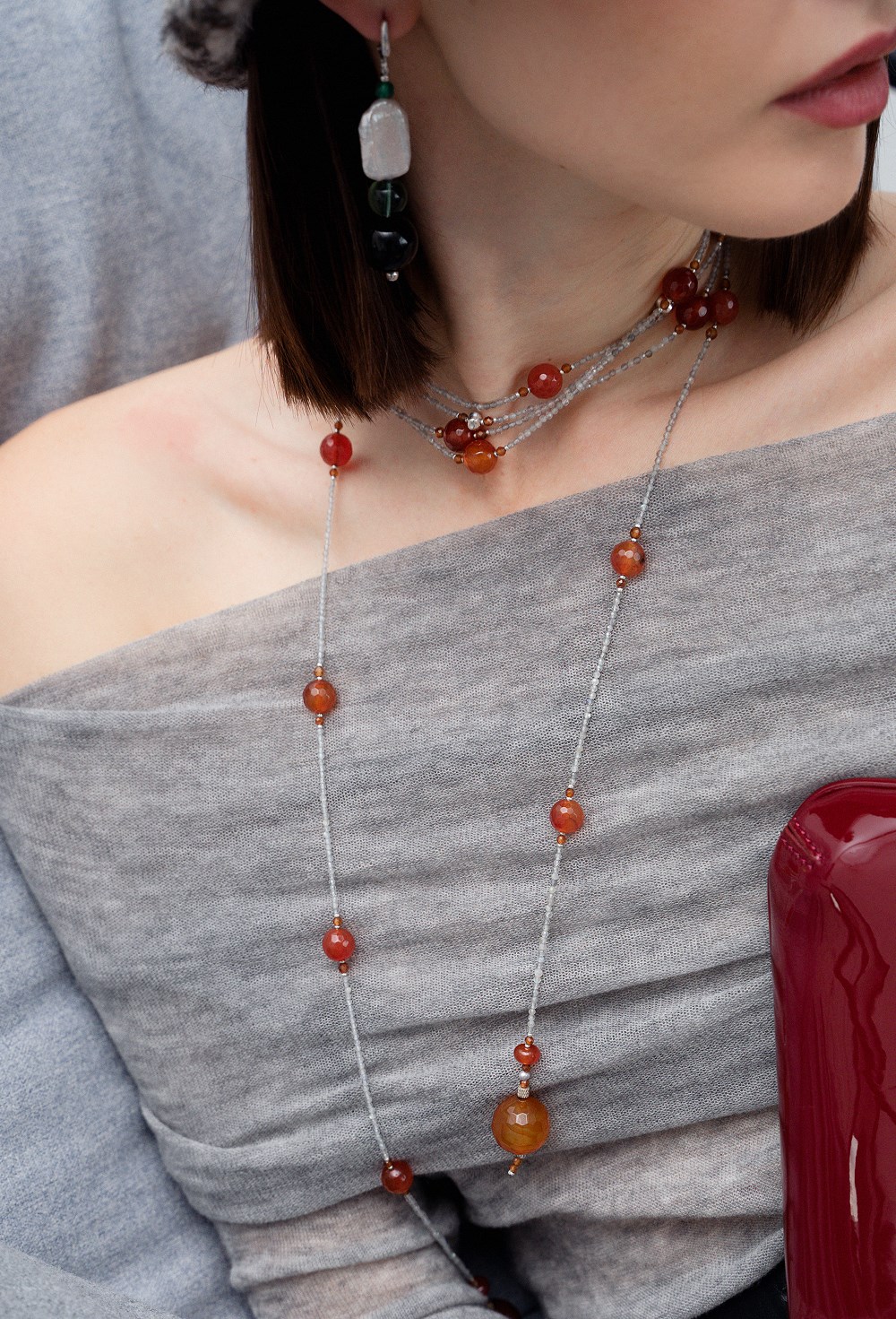 Аркан лабрадорит, сердолик - фото 133003