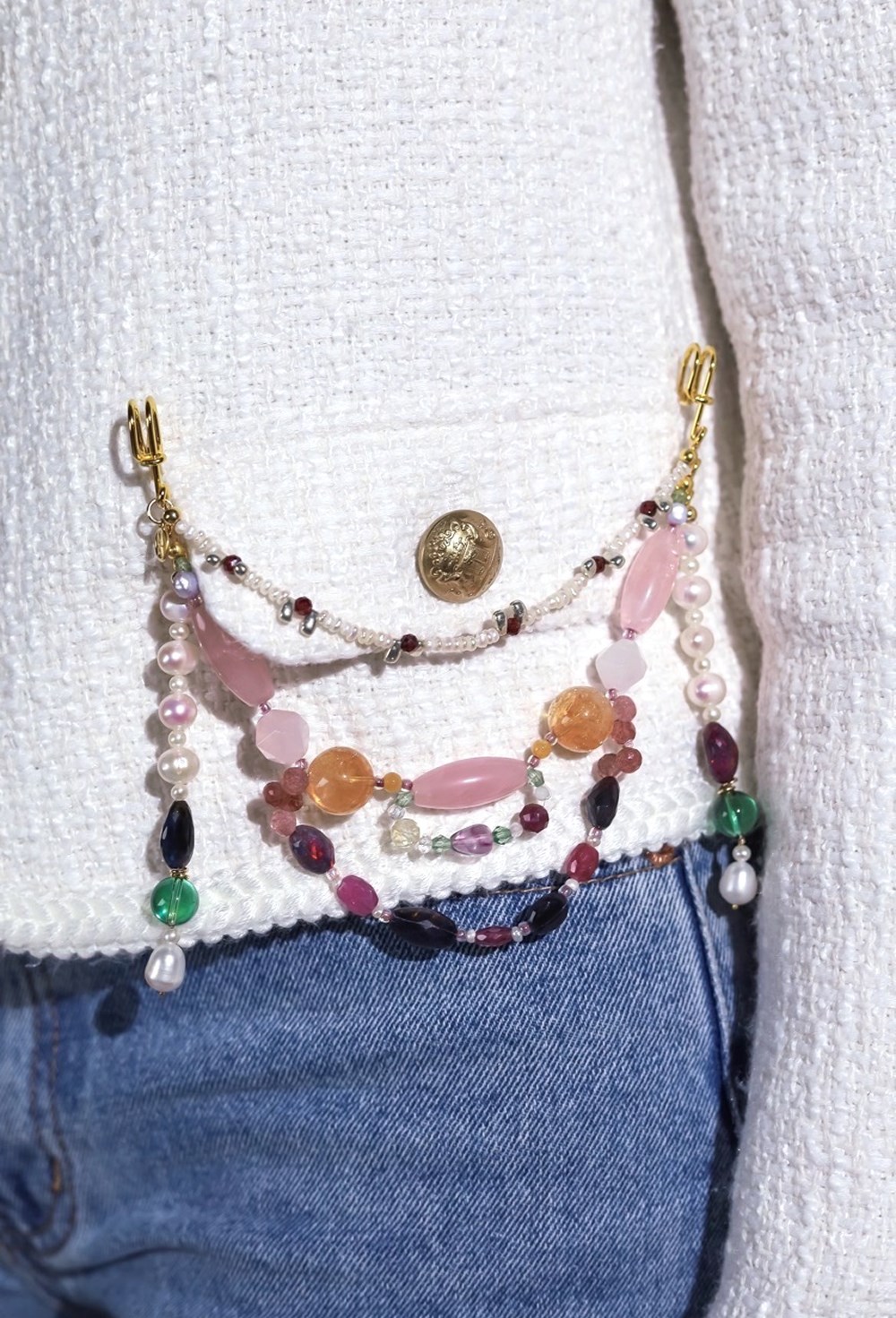 Ожеброшь жемчуг, розовый кварц - фото 133021