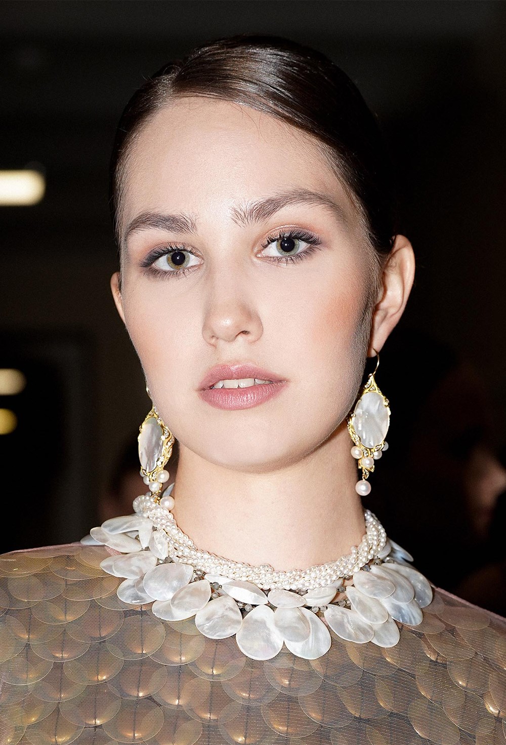 Бусы перламутр, лабрадорит - фото 133123