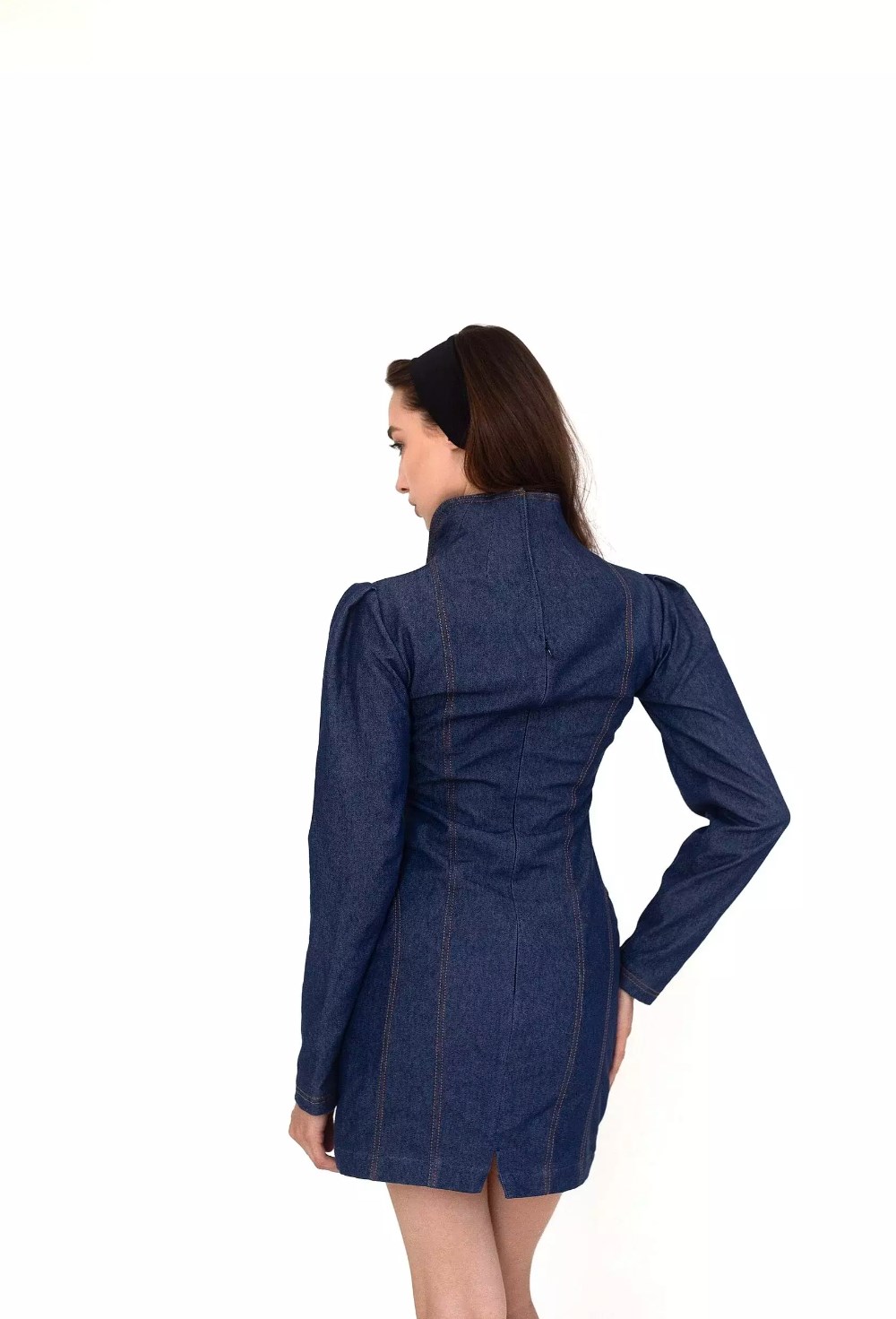 BETTY платье из темной джинсы с воротником - фото 133912