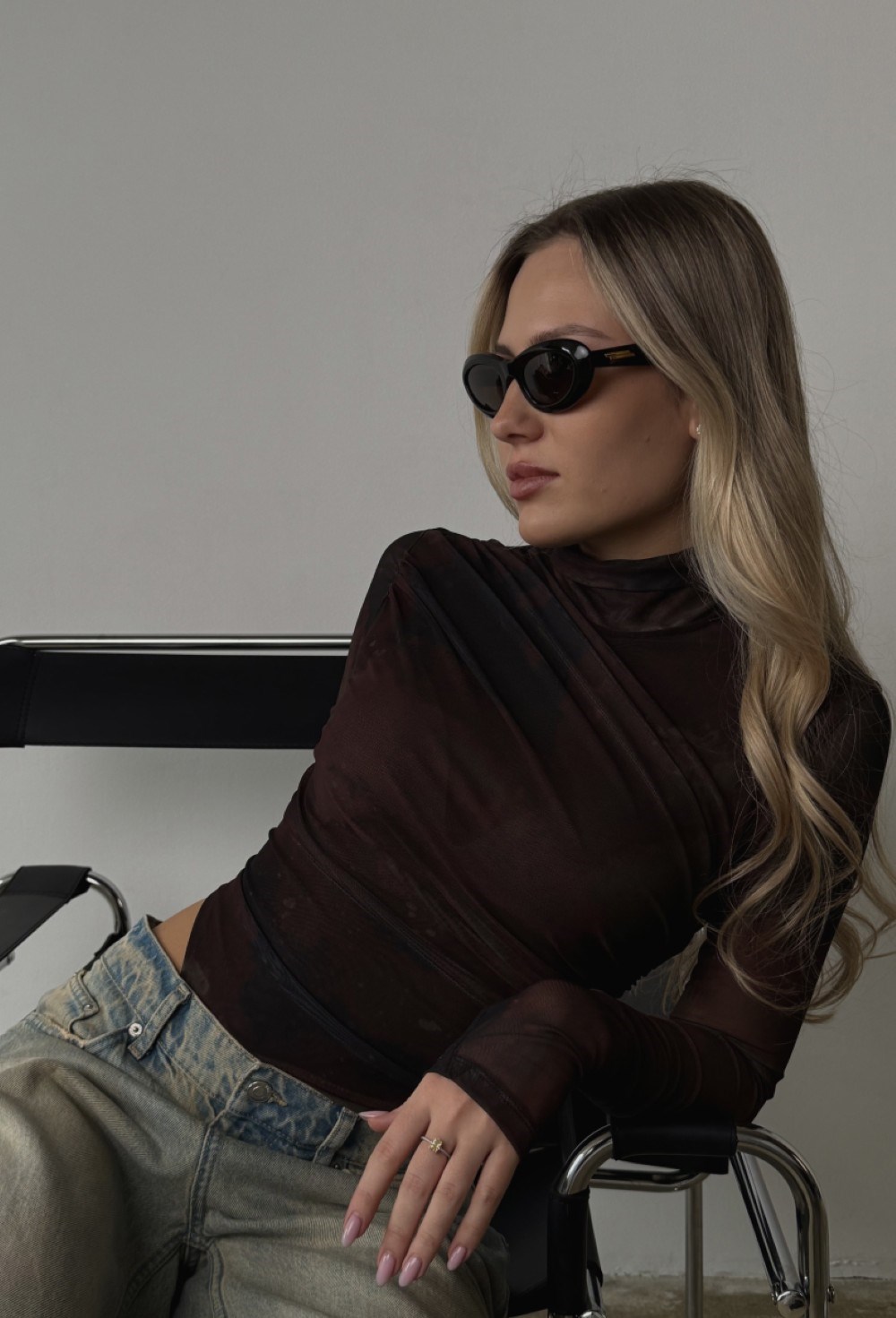 Боди с длинным рукавом brown - фото 136003