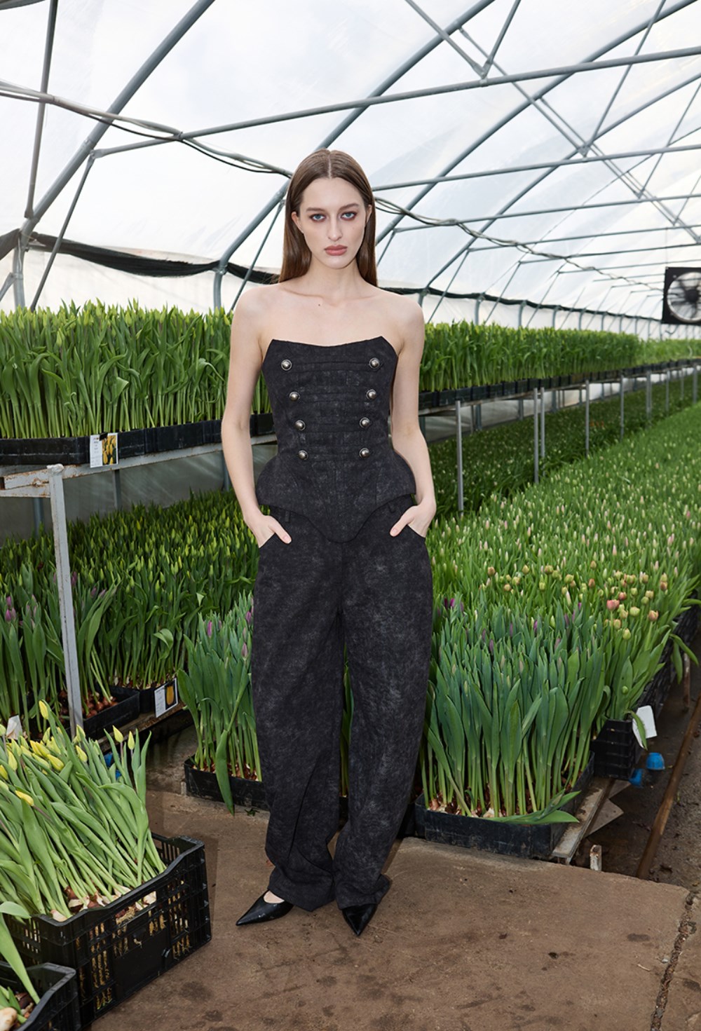 Корсет-доломан графитового цвета - фото 136668