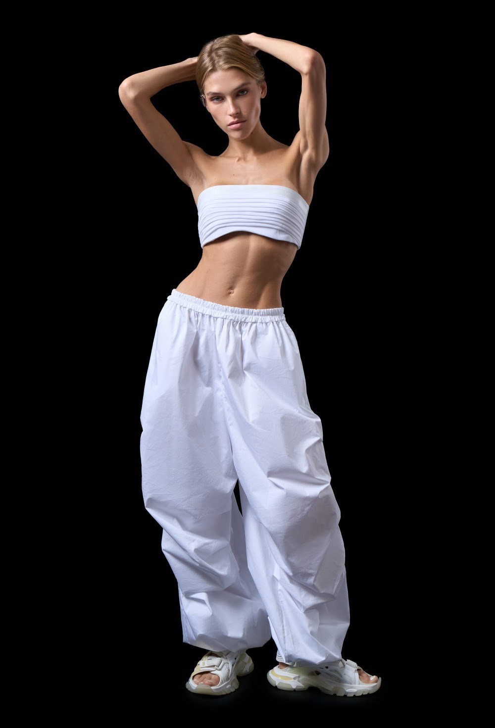 Белые хлопковые шаровары - фото 137249