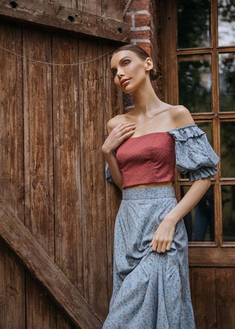 юбка миди из хлопка - фото 14141