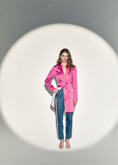 Джинсы с вставками из сетки по бокам - фото 14485