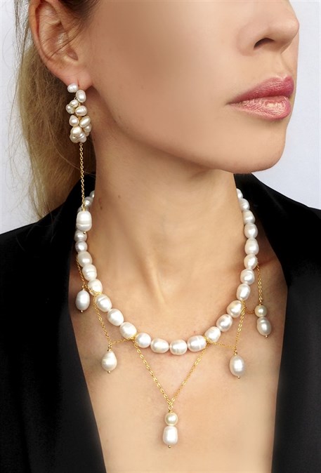 СЕРЬГИ КОЛЬЦА С НАТУРАЛЬНЫМ ЖЕМЧУГОМ - фото 19957