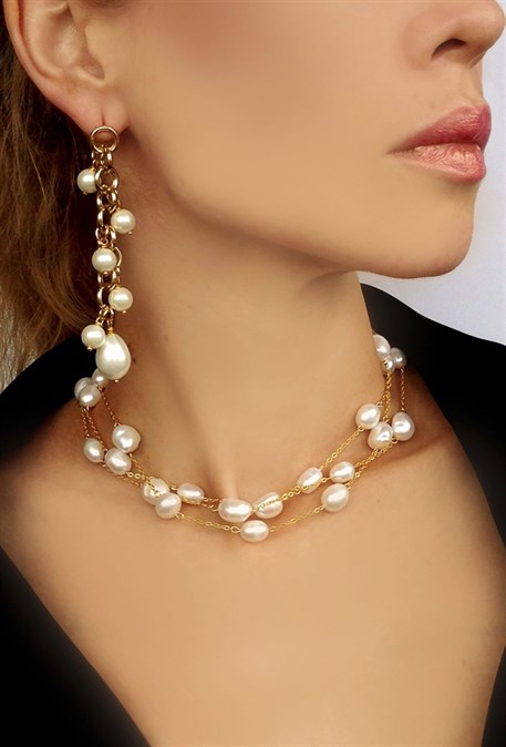 чокер из натурального жемчуга - фото 20006