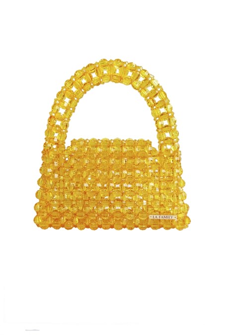 сумка из бусин желтая малая - фото 20038