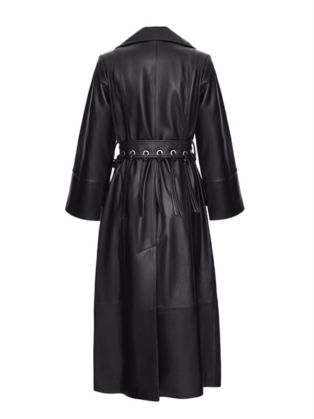 кожаный плащ с поясом - фото 33576