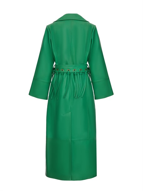 кожаный плащ с поясом - фото 33578