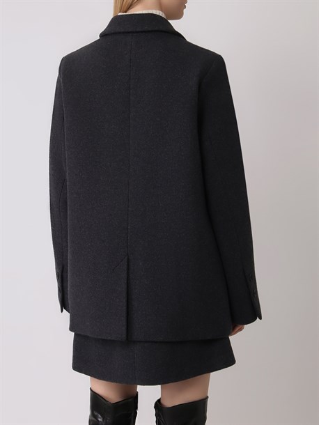 Шерстяное полупальто СЕРЫЙ ДЫМ - фото 37498