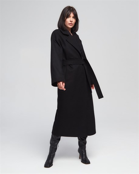 Пальто с поясом - фото 40012