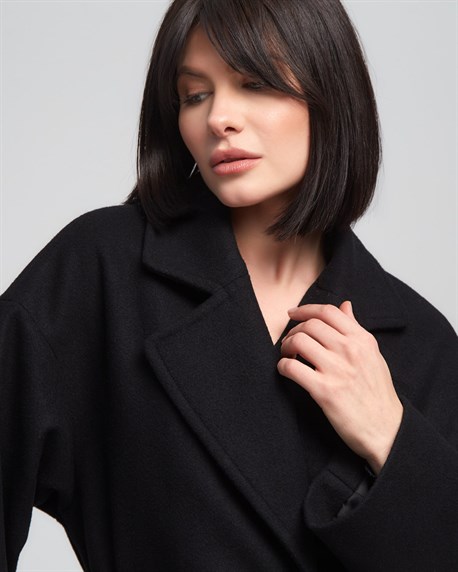 Пальто с поясом - фото 40014