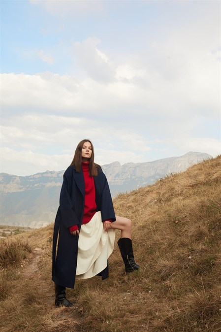 Пальто с поясом - фото 40025