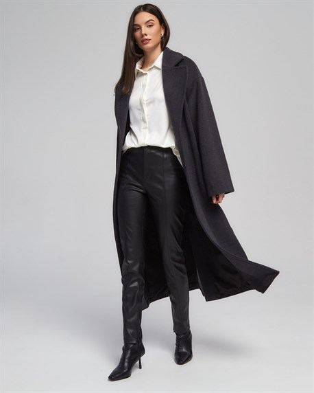 Пальто с поясом - фото 40041