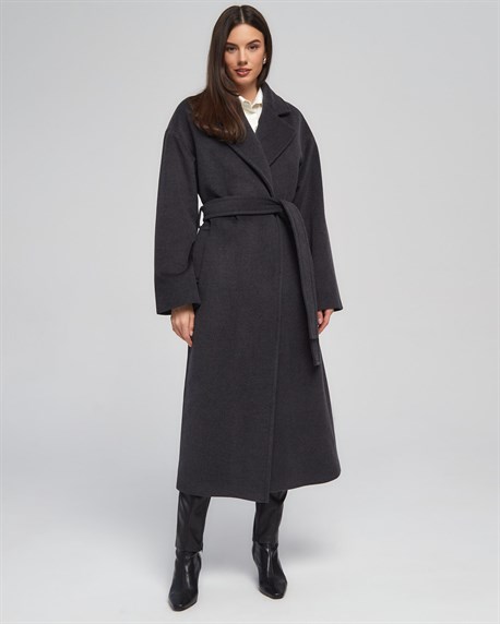 Пальто с поясом - фото 40043