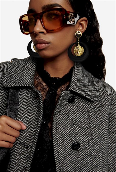 серьги кольца со львом - фото 42979