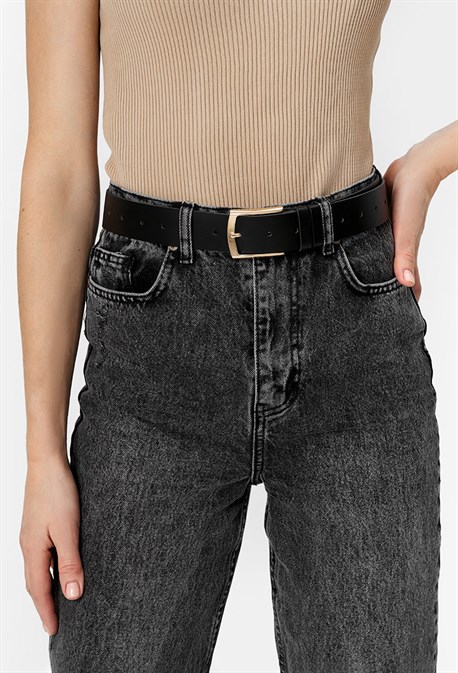 Ремень базовый пряжка золото - фото 44245