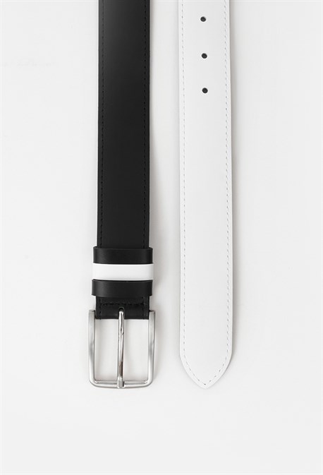 Ремень колорблок черно/белый - фото 44249