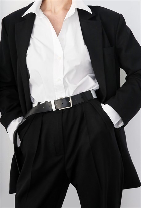 Ремень колорблок черно/белый - фото 44250