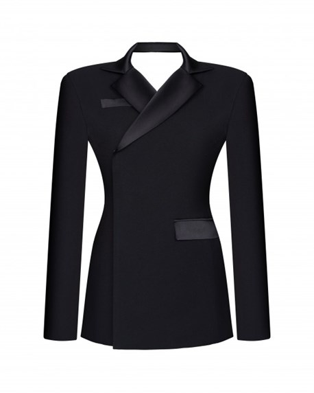Пиджак черный с открытой спиной - фото 48342