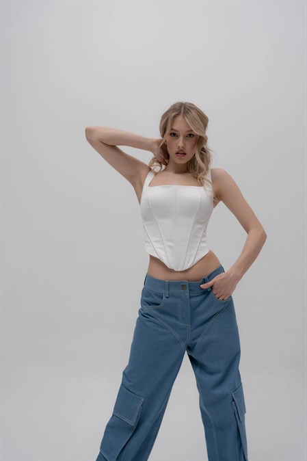 BLOOM корсетная майка белая - фото 48889