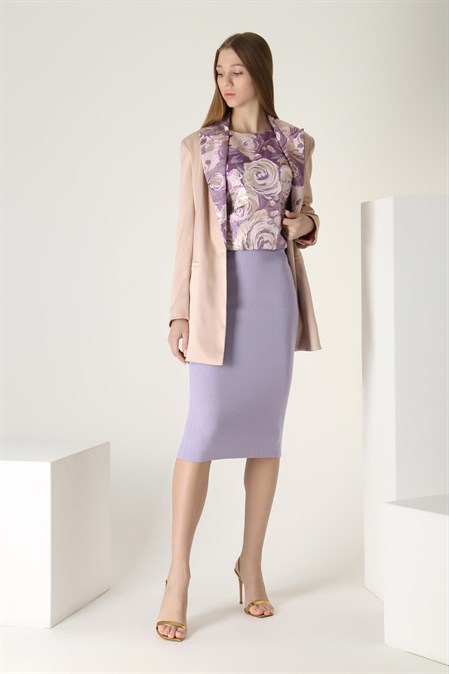 Жакет с лацканами из жаккарда - фото 49019