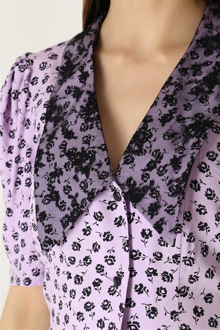 Платье с кружевным воротником - фото 49097