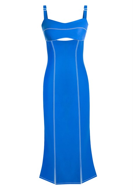Платье футляр с лифом голубое - фото 49416