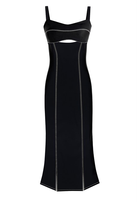 Платье футляр с лифом черное - фото 49423