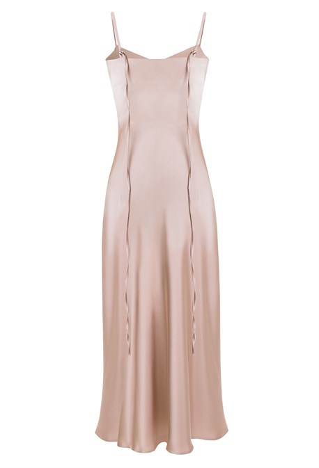 Платье шелковое комбинация  бежевое - фото 49450