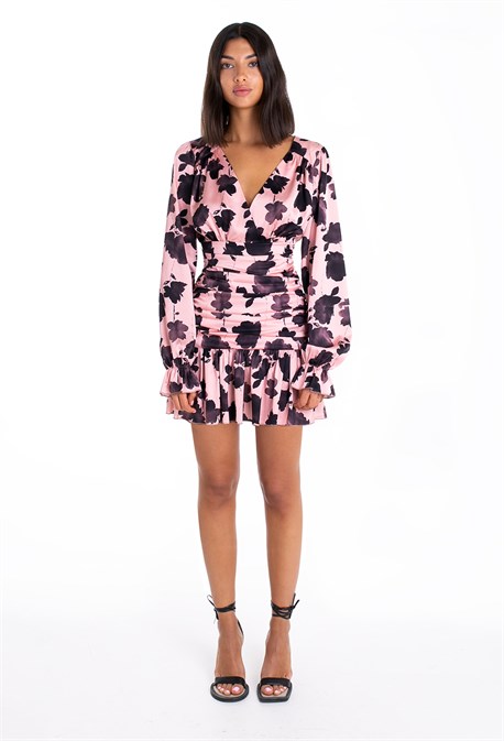 Платье летнее с цветами коралловое - фото 49463