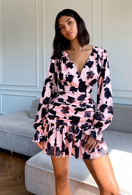 Платье летнее с цветами коралловое - фото 49466