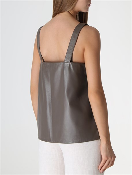 Топ из перфорированной кожи - фото 50537