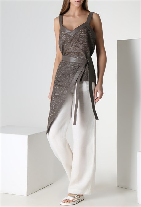 Топ из перфорированной кожи - фото 50539